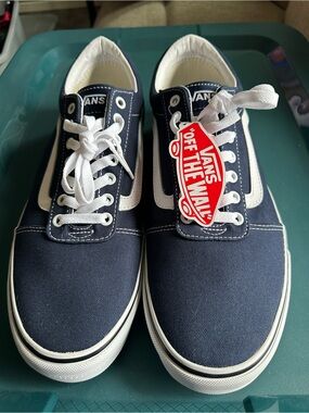 Vans Navy Canvas Low-Top Sneakers with White Stripe